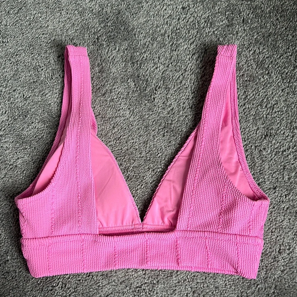 Pink Ribbed Women's Bikini Top - Picture 2 of 3